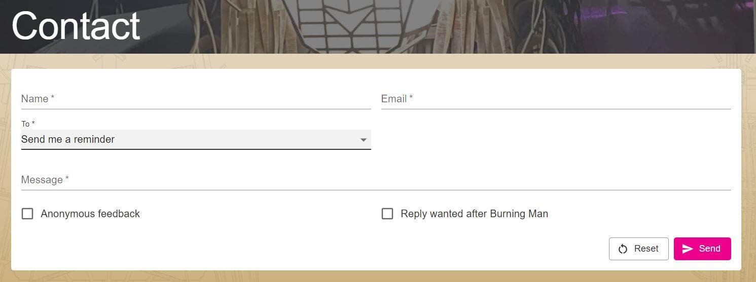 snapshot of contact page