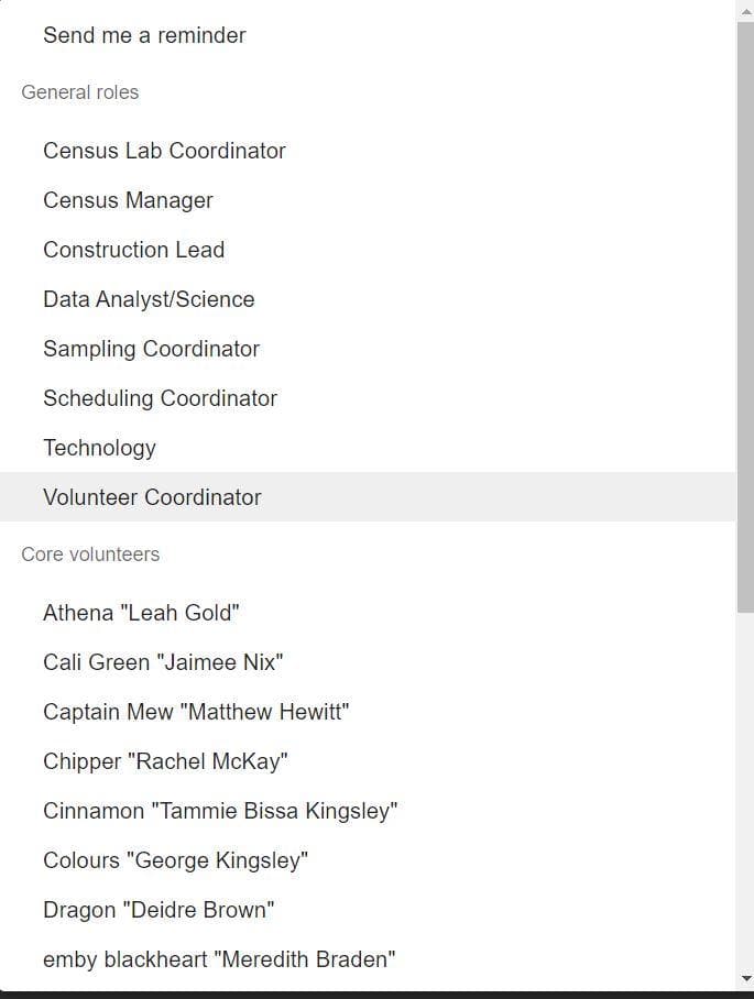 snapshot of to drop-down options in contact page